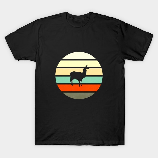 Retro Vintage Style Sun Set Llama Silhouette T-Shirt by TeeClub